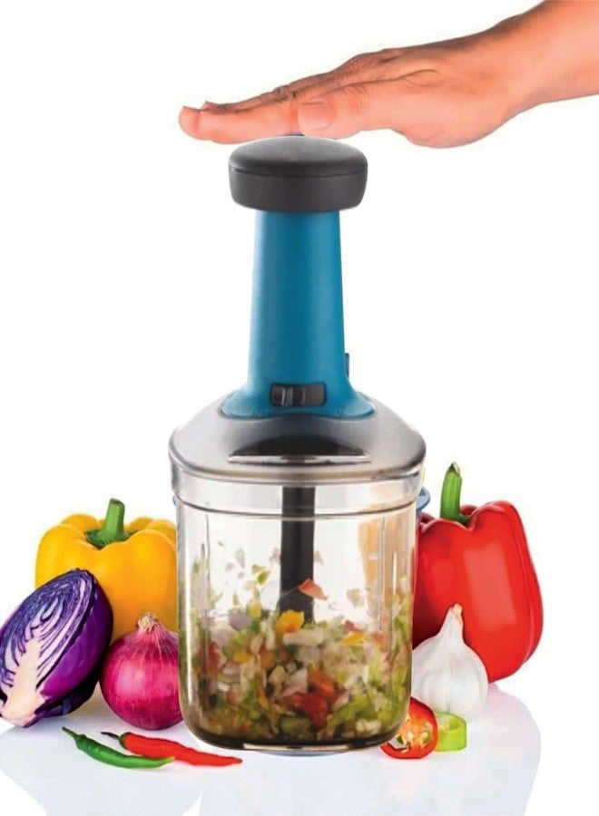 Rellon Industries Food Chopper - 1100ML Vegetable and Onion Chopper for Garlic and Vegetables - Large Hand Chopper (Blue) - Image 1